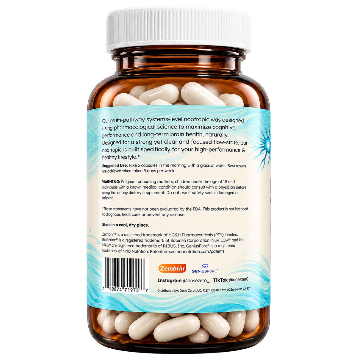 Dose Zero All-Natural Nootropic - Drive, Focus, & Flow-State